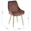 LumiSource Diana Chair, Set of 2, Satin Brass Metal/Blue Velvet