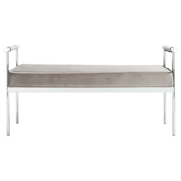 Michelle Long Rectangle Bench With Arms Hazelwood/Chrome
