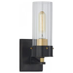 Visual Comfort - Bathroom Wall Sconce, 1-Light Bronze, Hand-Rubbed  Brass, Clear Glass, 11.25"H - Trendy lighting fixture offers a clean, contemporary look. Exuding modern glamor, the Marais Bathroom Wall Sconce blends easily into a wide range of settings. This streamlined design includes a durable metal base and a rectangular backplate that holds the cylindrical clear glass shade. This fixture showcases a vintage Edison bulb (available separately), creating a rustic aesthetic as well as a brilliant and efficient illumination ideal for baths, spas, and powder rooms.Visual Comfort has been the premier resource for signature designer lighting. For over 30 years, Visual Comfort has produced lighting with some of the most influential names in design using natural materials of exceptional quality and distinctive, hand-applied, living finishes.