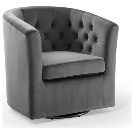 Prospect Tufted Performance Velvet Swivel Armchair