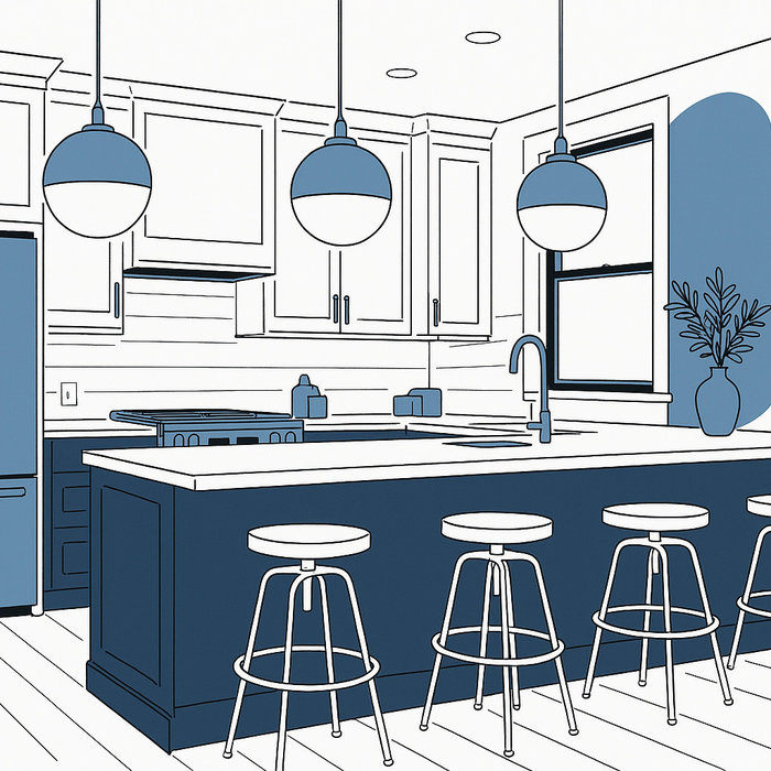 Modern small kitchen in a Boston brownstone featuring custom cabinetry and efficient use of space.