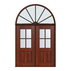 Prehung Transom Double Door 80 Fiberglass 1/2 Lite 4 Lite SDL Glass - Front Doors