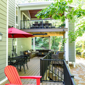 Two Tiered Covered Deck with Fireplaces
