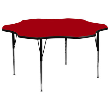 60"Flower Red Thermal Laminate Activity Table - Standard Height Adjustable Legs