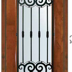 Pre-hung Home Single Door 80 Alder Barcelona Full Lite Wrought Iron - Front Doors
