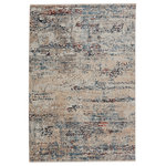 Jaipur Living - Vibe Halston Abstract Gray and Blue Area Rug, Blue and Gray, 7'10"x10'10" - The Tunderra collection boasts a stunning, textural, and high-end look at accessible price. The Halston rug showcases an abstract motif inspired by natural rock formations, offering design versatility in a blue, ivory, brick red, taupe, and gray colorway. This durable and easy-to-clean polyester rug is ideal for heavily trafficked rooms of the home.