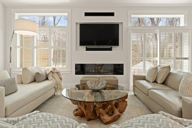 Minimalist living room photo in Boston