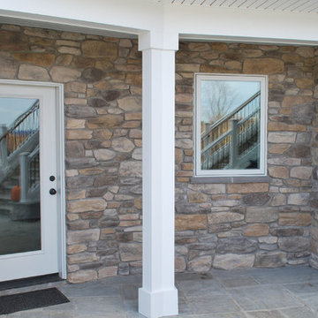 Contemporary Farmhouse Stone Back Porch