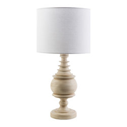 Surya - Acacia In/Out Table Lamp by Surya, Antique White/White Shade - Outdoor Table Lamps