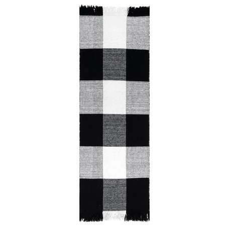 Nuloom Flatweave Wool/Cotton Akemi Striped Area Rug, Black 2'x6'