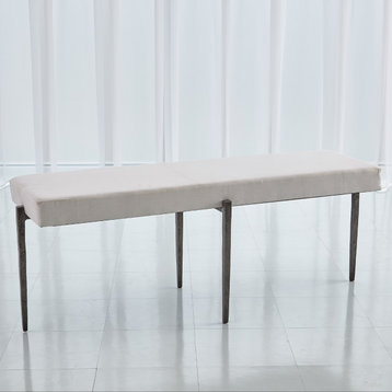 Laforge Bench, Natural Iron With Muslin Cushion, Large