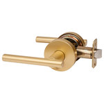 Designers Impressions - Kain Series Contemporary Satin Brass Door Levers, Privacy (Bed/Bath) - Designers Impressions is proud to introduce their newest finish, Satin Brass. Keeping up with current trends, the Kain Satin Brass door levers will coordinate with your other champagne and brass hardware and fixtures.