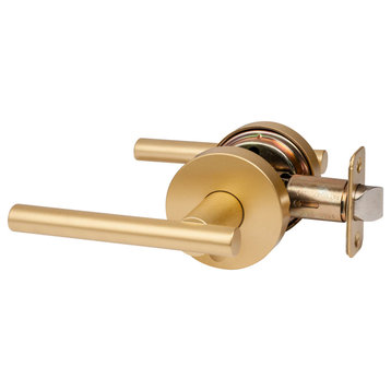 Kain Series Contemporary Satin Brass Door Levers, Privacy (Bed/Bath)