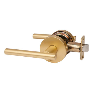 Kain Series Contemporary Satin Brass Door Levers, Privacy (Bed/Bath)