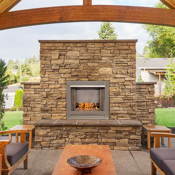 Vent Free Stainless Outdoor Gas Fireplace Insert With Crystal Fire Glass Media