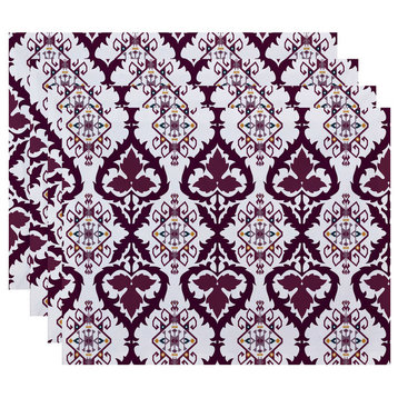 18"x14" Bombay, Geometric Print Placemat, Purple, Set of 4