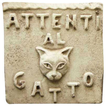 Beware Of Cat Plaque Garden Animal Statue