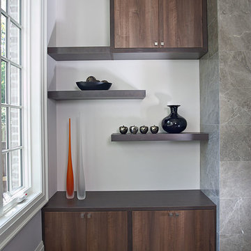 Midtown Toronto Family Room Fireplace Surround Treatment
