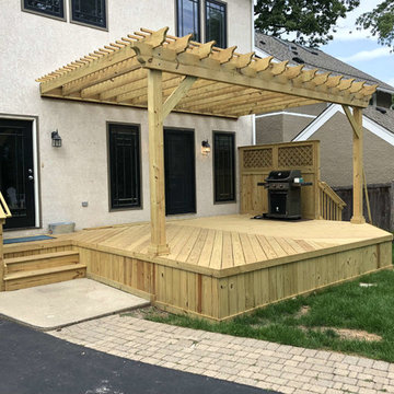 Wood Deck with Pergola by Winnetka, IL Deck and Pergola Builder.