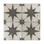 SomerTile Kings Star Encaustic 17.63" x 17.63" Ceramic Floor and Wall Tile, Nero