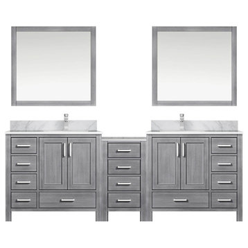 Lexora Coraline Double Vanity Distressed Gray 92 With Top, Faucet & Mirror