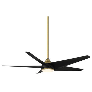 Viper In/Outdoor 5-Blade Smart Ceiling Fan 60" Soft Brass Matte Black With Kit