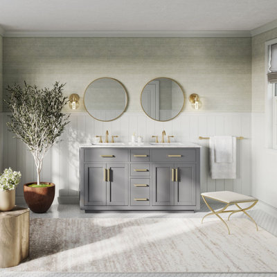 The Yukon Bathroom Vanity, Gray, 60", Double Sink, Freestanding