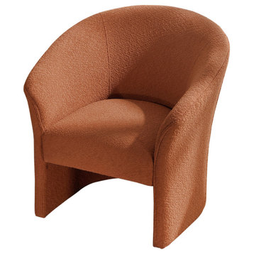 32" Wide Boucle Upholstered Armchair, Caramel