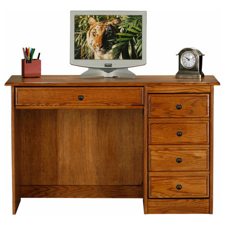 Eagle Furniture Classic Oak Single-Pedestal Computer Desk, Unfinished