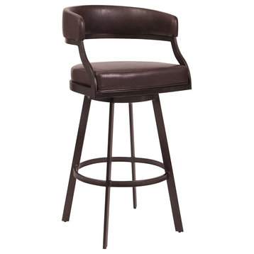 Dione Barstool, Auburn Bay and Brown Faux Leather, 30"