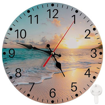 Round Wall Clock Non-Ticking Silent Battery Operated Clock 10"