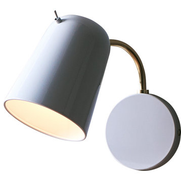 Dobi Wall Lamp, White, Brass