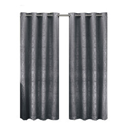 Royal Tradition - Prairie Blackout Weave Embossed Grommet Curtain, Gray, 52"x96" Single - Curtains