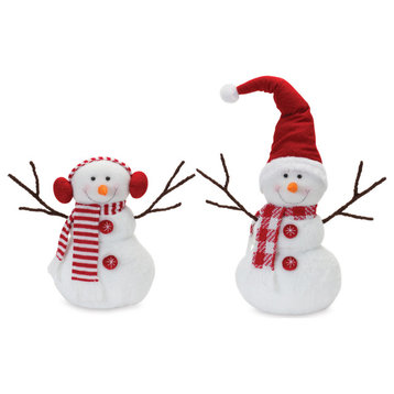 Plush Snowman With Hat and Scarf, Set of 2