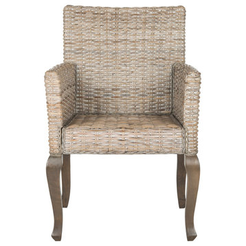 Safavieh Armando Wicker Dining Chairs, Set of 2, White Washed