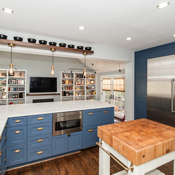 NW Washington, DC Shabby-Chic Style Kitchen & Cathedral-Ceiling Family Room