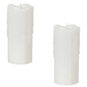 Simplux Led Dripping Candle With Moving Flame, Set of 23"Dx7"H