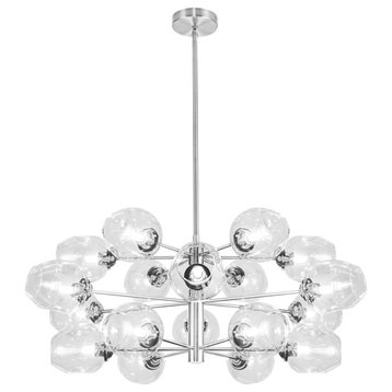Abii Transitional 18 Light Polished Chrome Clear Metal Chandelier