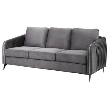 Hathaway Velvet Modern Chic Sofa Couch, Gray