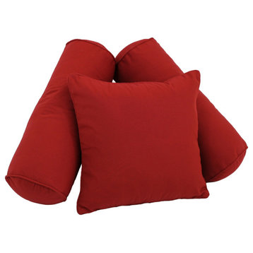 Double-Corded Solid Twill Throw Pillows With Inserts, Set of 3, Ruby Red