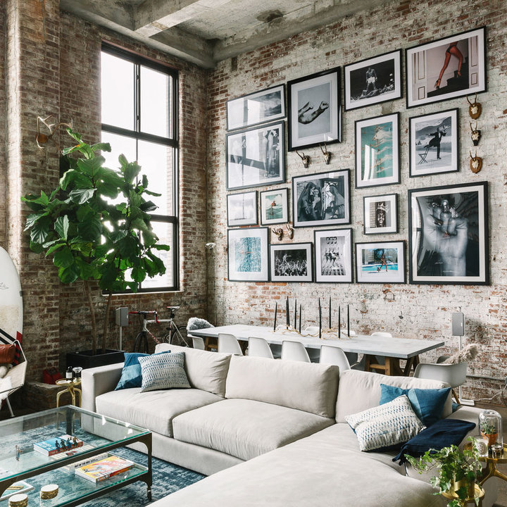 Image showcasing 75 Industrial Living Space Ideas You'll Love - March, 2026 | Houzz