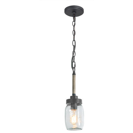 LNC 1-Light Glass Mason Jar Pendant Lighting