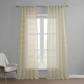 Sirius Patterned Linen Sheer Curtain, Sirius Beige, 50"x84"