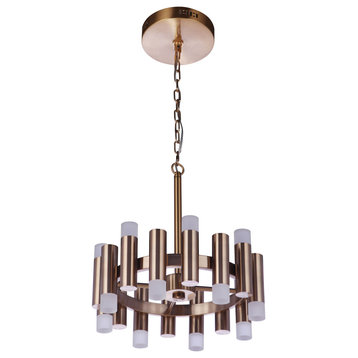 Simple Lux LED Chandelier, Satin Brass