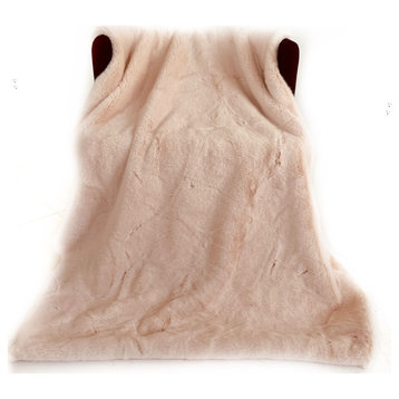 Plutus Pink Plush Faux Fur Luxury Throw Blanket, 48"x60"