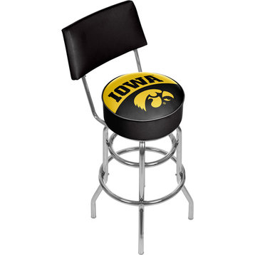 Bar Stool - University of Iowa Logo Stool with Foam Padded Seat and Back
