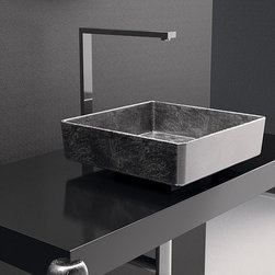 Designer Bathroom Vanity Console | Black and SIlver - Bathroom Vanities And Sink Consoles