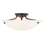 Livex Lighting - Oasis Ceiling Mount, Bronze - This ceiling mount features contour lines and a bowed profile. With an understated design, this piece is perfect for any space in your home. Featuring a white alabaster glass and bronze finish, this fixture will effortlessly blend with your existing d�cor.