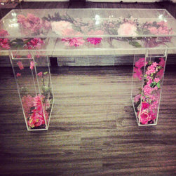 Desk - bridal table clear lucite with modular top - Products