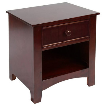 Furniture of America Dimanche Solid Wood 1-Drawer Nightstand in Cherry